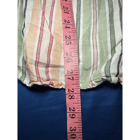 Croft & Barrow striped linen button down sleeveless shirt womens 3X coastal boho - Picture 6 of 7